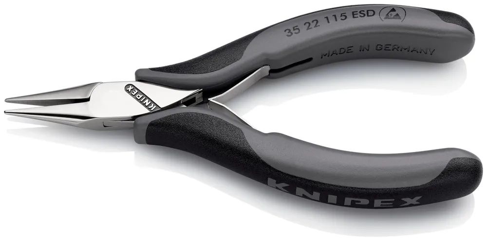 KNIPEX Elektronik-Greifzange ESD mit durchgestecktem Gelenk mit Mehrkomponenten-Hüllen 115 mm