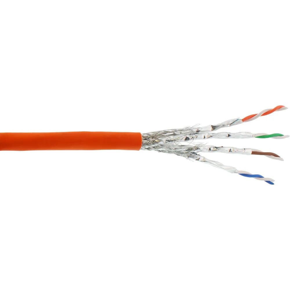 InLine Verlegekabel Cat.7 S/FTP - CCA - 600MHz - PoE+ - halogenfrei - orange - 25m