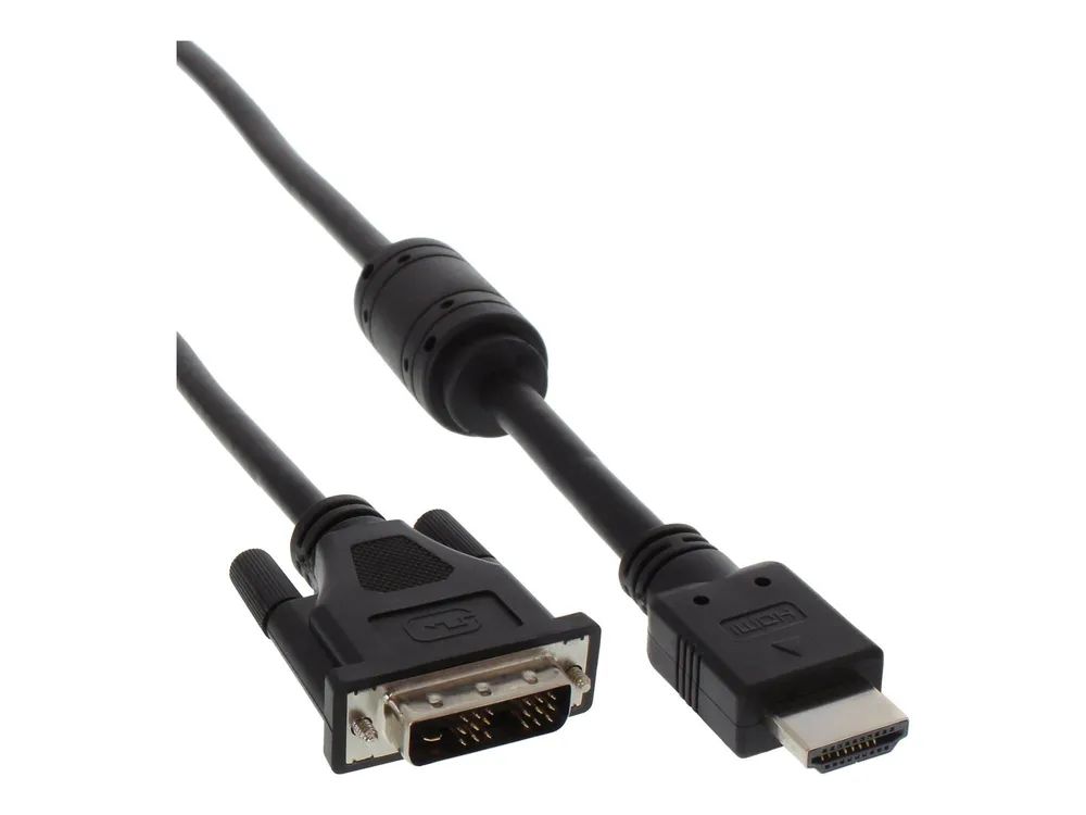 InLine HDMI-DVI Adapterkabel - 19pol Stecker auf 18+1 Stecker - mit Ferrit - 0,5m