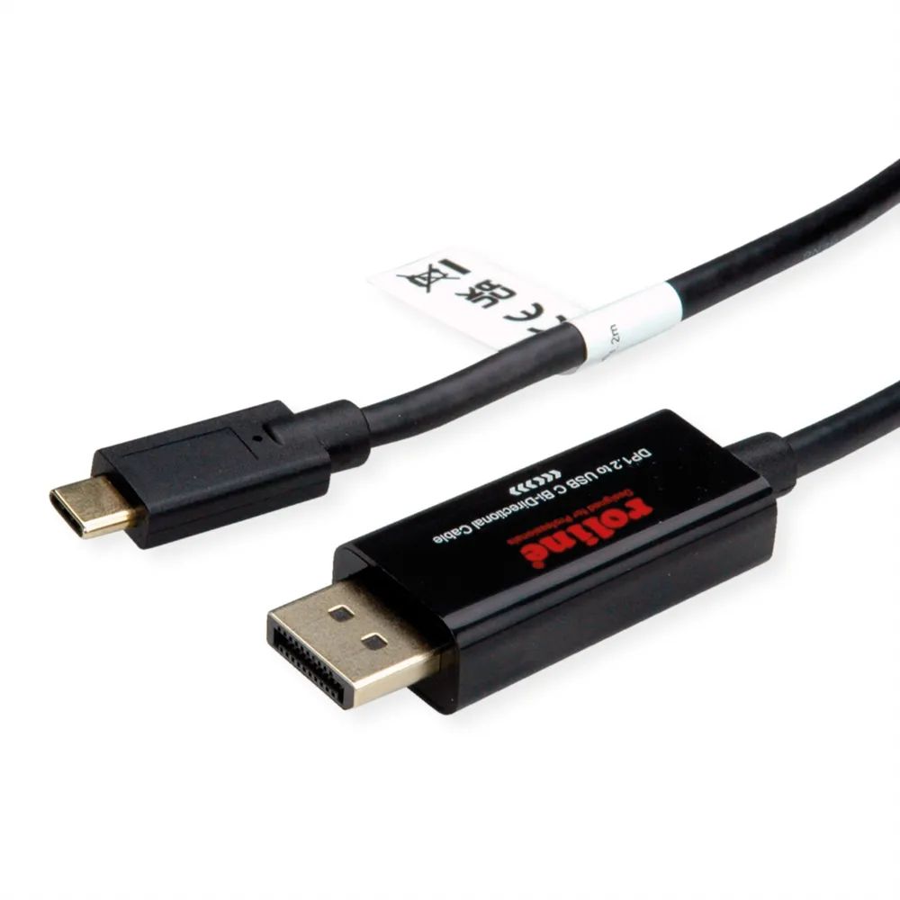 ROLINE USB Typ C - DisplayPort, v1.2, bidirektionales Adapterkabel, ST/ST, 2 m