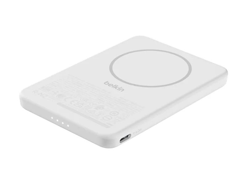Belkin BoostCharge - Induktive Power Bank - dünn - 5000 mAh - 15 Watt - Fast Charge - 2 Ausgabeanschlussstellen (magnetisch, USB-C)
