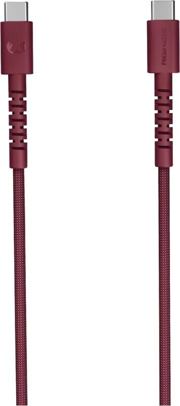 Fresh 'n Rebel USB-C zu USB-C silikon geflochtenes Kabel "FlexWave" 2m, 100W Berry Red
