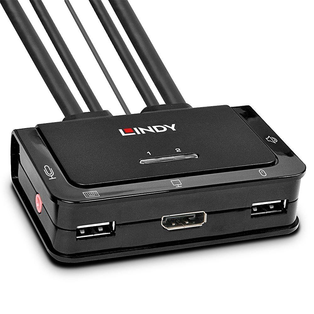 Lindy 2 Port DisplayPort 1.2, USB 2.0 & Audio Cable KVM Switch