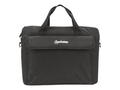 Manhattan London Laptop Bag 14.1", Top Loader, Black, LOW COST, Accessories Pocket, Shoulder Strap (removable)