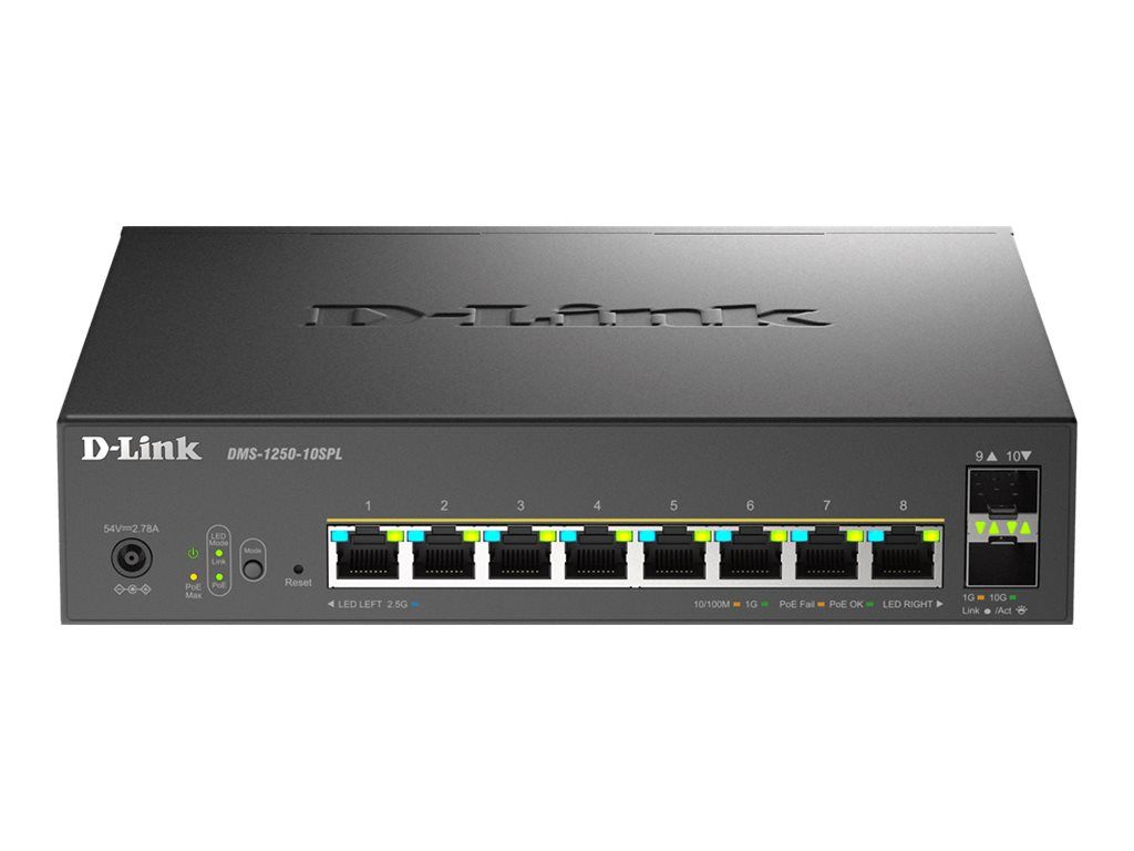 D-Link DMS 1250-10SPL - Switch - L2+ - Smart - 2 x 10/100/1000/2.5G (PoE++)