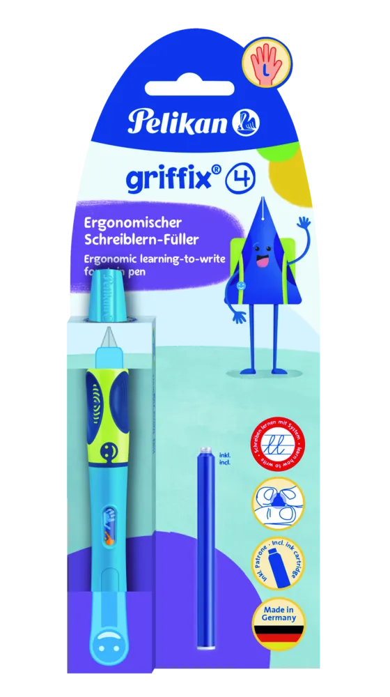 Pelikan griffix® Füller für Linkshänder, Neon Fresh Blue