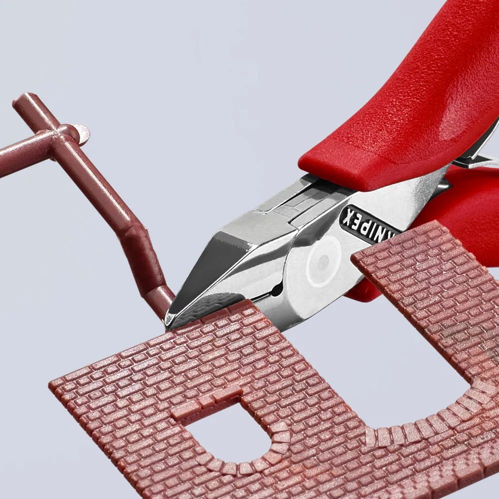 KNIPEX 77 41 115 Elektronik-Seitenschneider mit durchgestecktem Gelenk mit rutschhemmenden Kunststoff-Hüllen 115 mm
