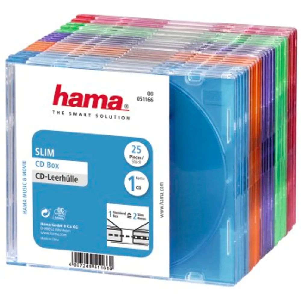 Hama CD-Leerhülle Slim, 25er-Pack, Farbig