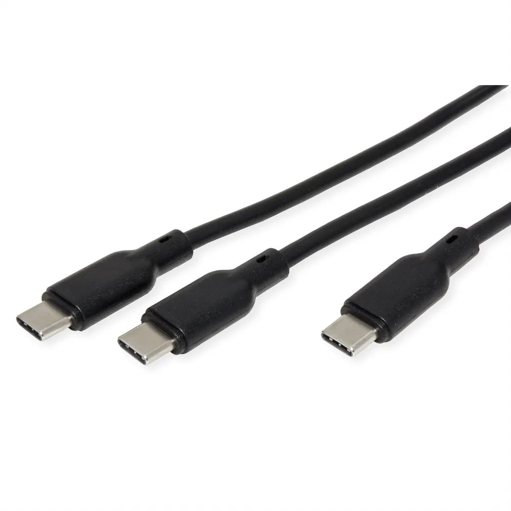 VALUE USB Typ C Split-Ladekabel, C - 2x C, ST/ST, max. 100W, schwarz, 1,8 m