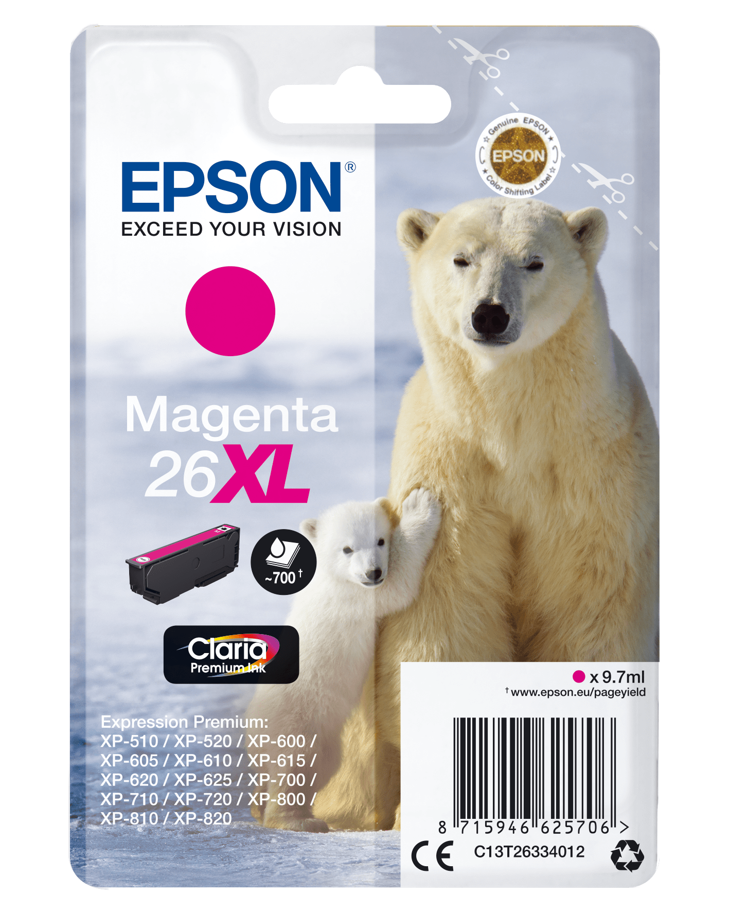 Epson 26 Tinte Eisbär Single, XL, magenta