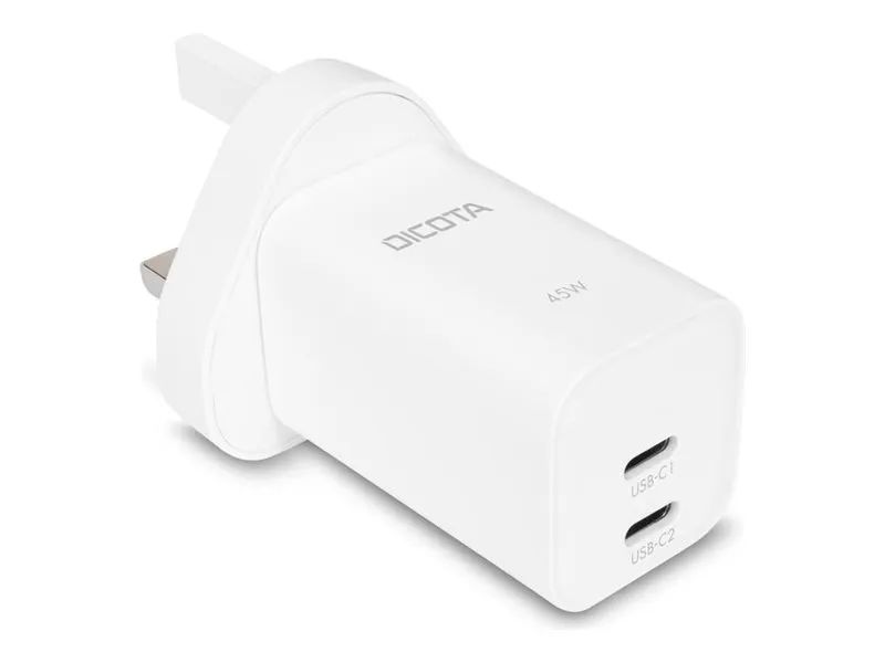 Dicota Netzteil - GaN - 45 watt - PD 3.0 - 2 Ausgabeanschlussstellen (USB-C)
