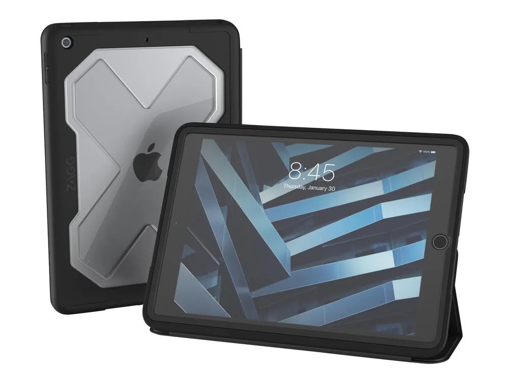 ZAGG Rugged Messenger Case - Schutzhülle für Tablet - widerstandsfähig - Silikon - holzkohlefarben - 10.2" - für Apple 10.2-inch iPad (7. Generation, 8. Generation, 9. Generation)