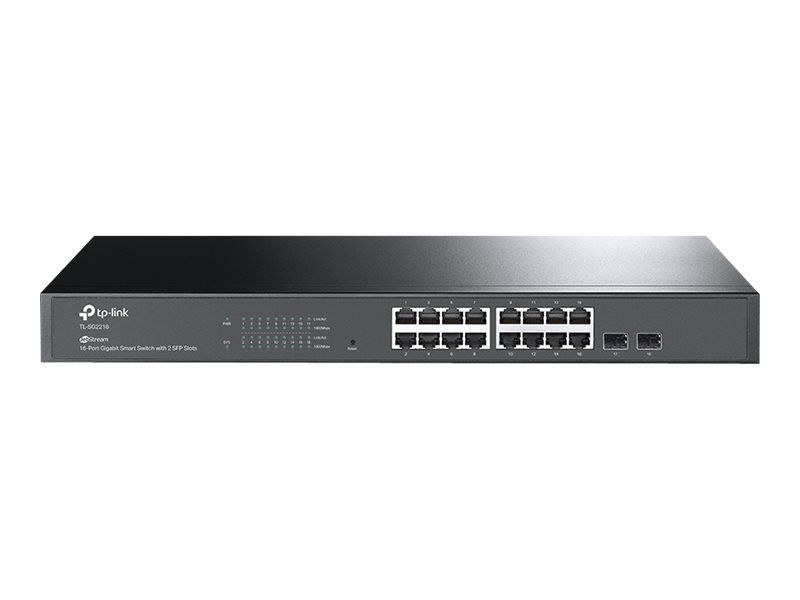 TP-LINK JetStream 16-Port Gigabit Smart Switch mit 2 SFP-Slots - Managed - L2/L2+ - Gigabit Ethernet (10/100/1000) - Rack-Einbau - 1U