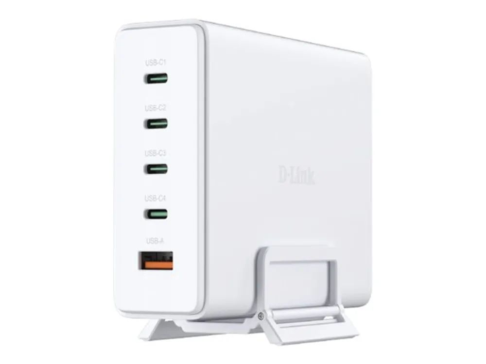 D-Link DCF-241 - Netzteil - GaN + AC-Netzteil - 240 Watt - 5 A - Power Delivery 3.1, QC 4.0 - 5 Ausgabeanschlussstellen (4 x USB-C, USB Typ A)