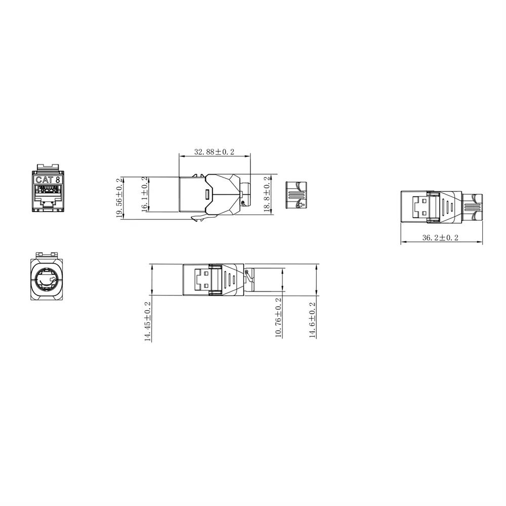 ROLINE Cat.8 (Class I) Keystone, Super Slim, geschirmt, werkzeuglos, silberfarben