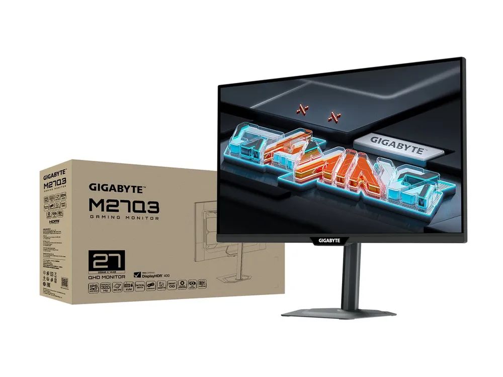 Gigabyte M27Q3 Gaming Monitor Flat, 68,4cm (27"), 2560x1440 QHD, 1 ms, neig/schwenk/höhenvers.,Pivot, HDMI, DP, USB