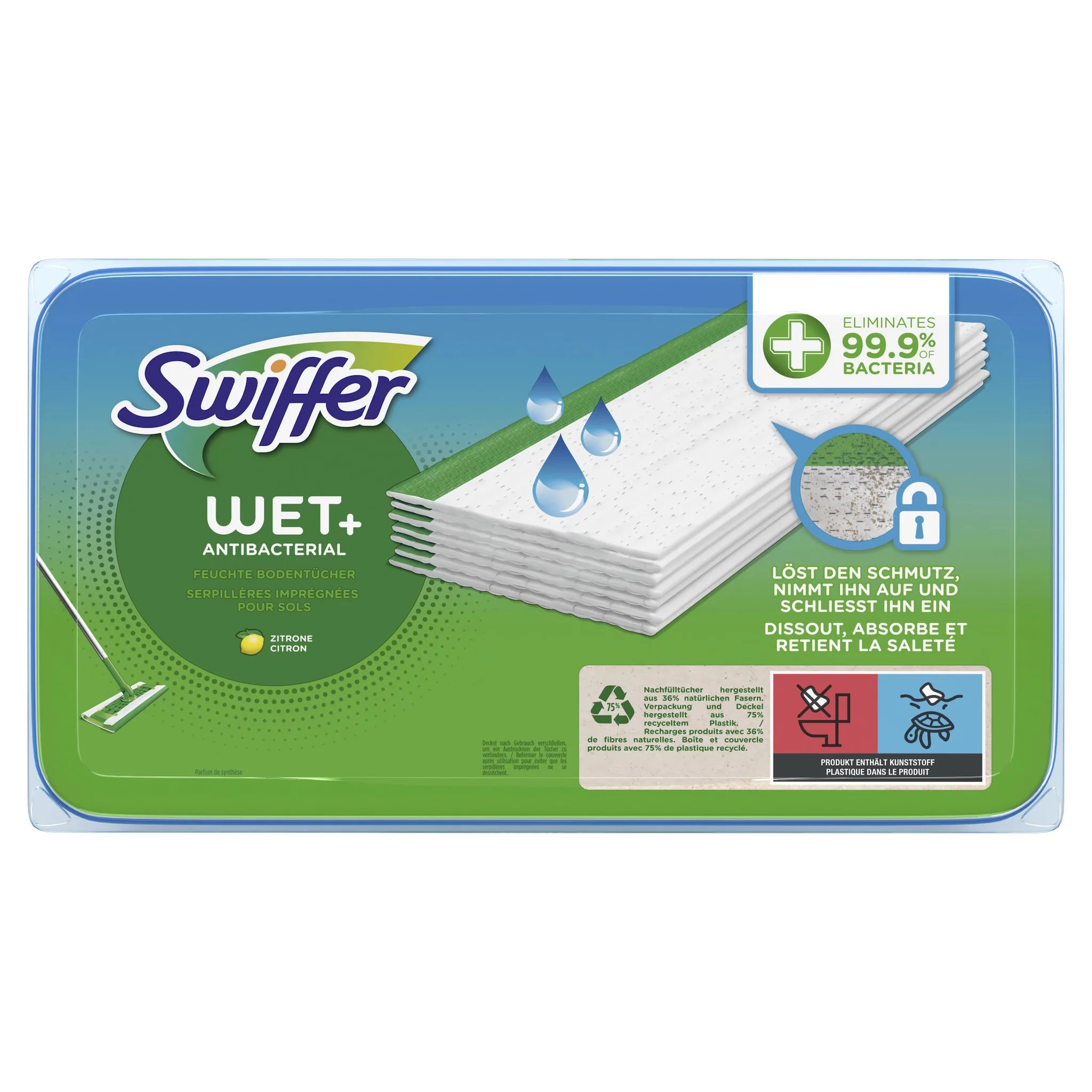 Swiffer Wet Wischtücher Antibakteriell Nachfüllpackung 20er