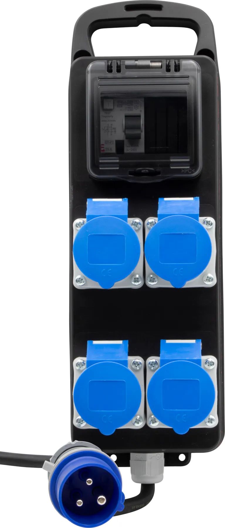 Hugo Brennenstuhl GmbH & Co. KG Portabler Stromverteiler BSV P CEE 230V/16A FI, 4x CEE Steckdosen, CEE Stecker, 2m H07RN-F 3G2.5 schwarz