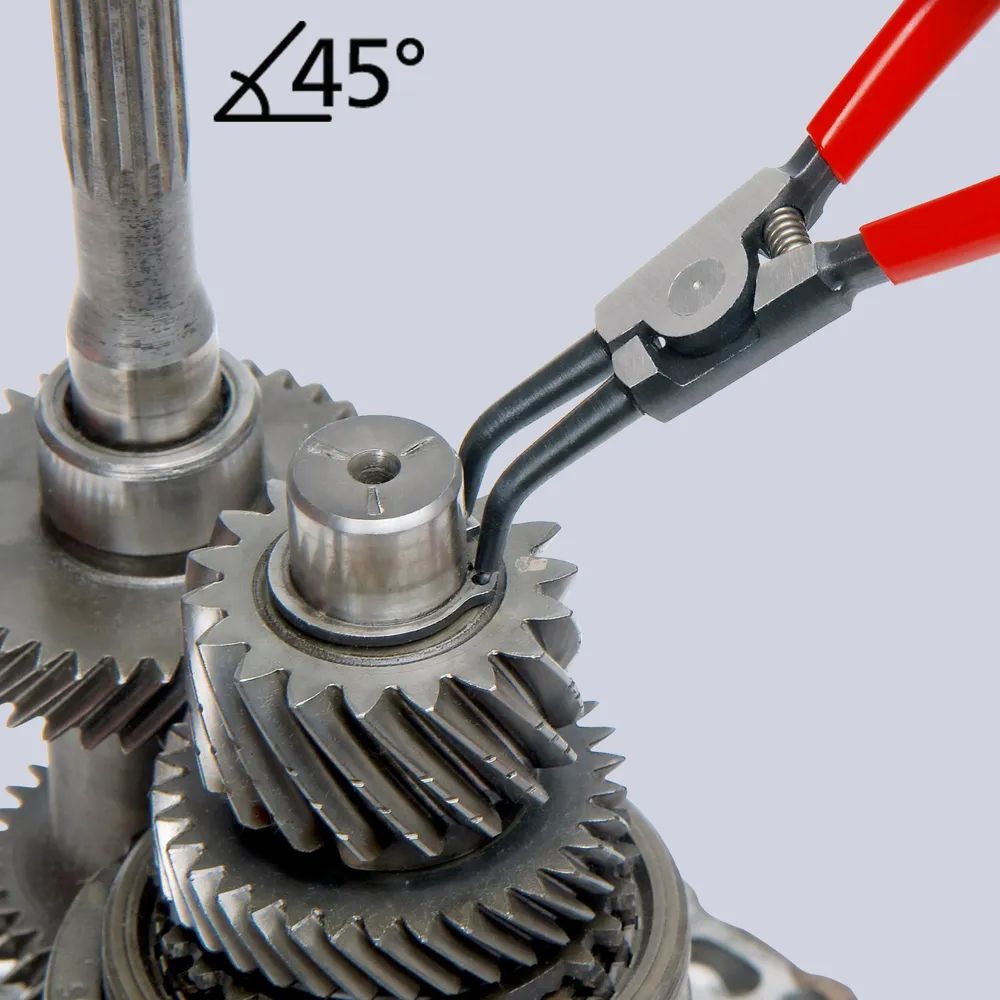 KNIPEX Sicherungsringzange für Außenringe auf Wellen 45° gewinkelt mit Kunststoff überzogen schwarz atramentiert 185 mm