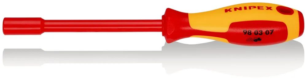 KNIPEX Steckschlüssel mit Schraubendreher-Griff isoliert mit Mehrkomponenten-Hüllen, VDE-geprüft brüniert 237 mm
