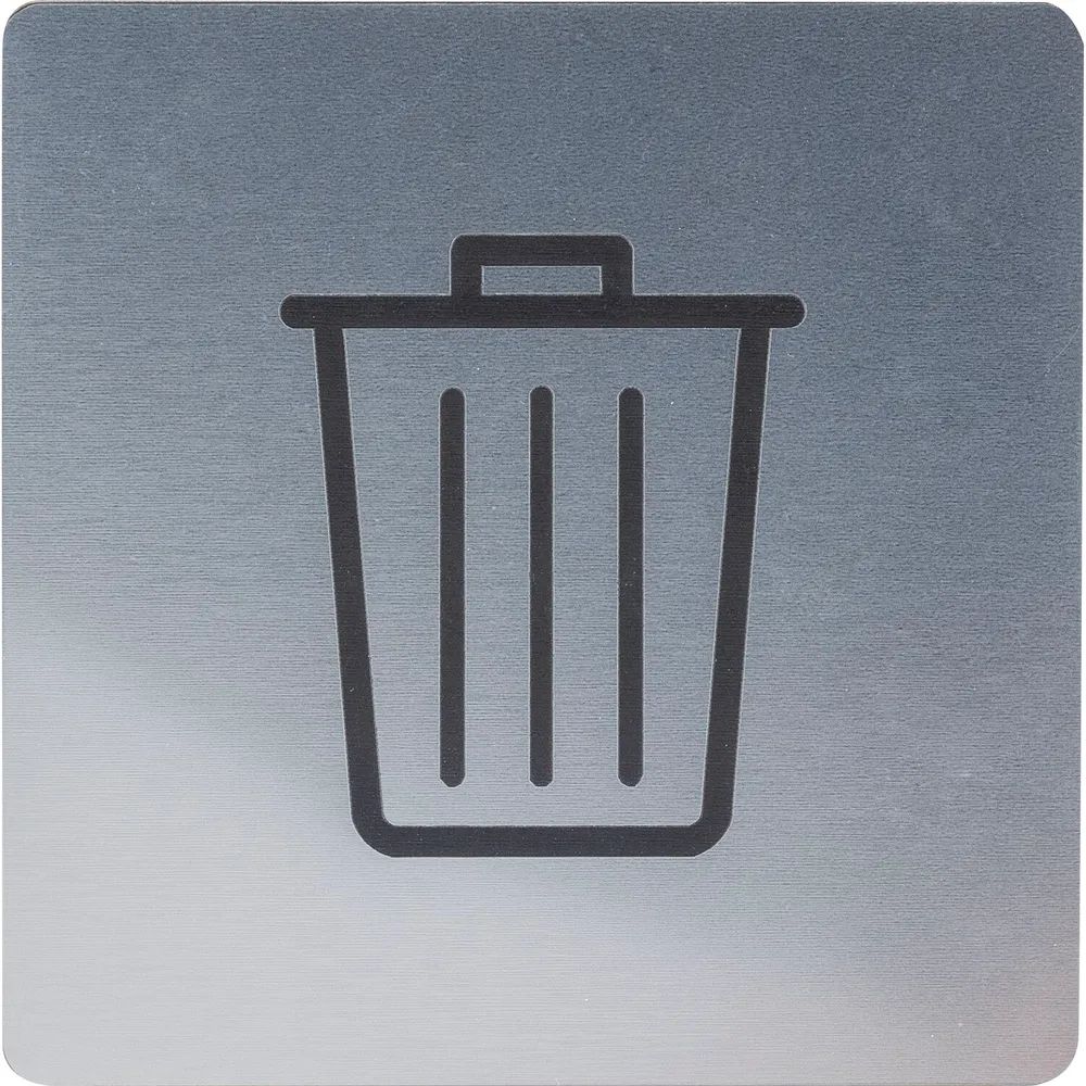 Schachermayer VVP Symbol Müllraum selbstklebend, 100 x 100 mm, Kunststoff Edelstahl-Effekt