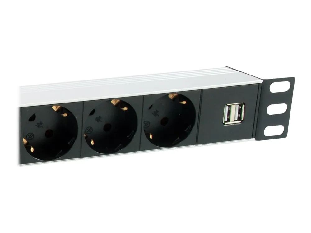 Equip Pro - Stromverteilungseinheit (Rack - einbaufähig) - Wechselstrom 220-240 V - 3500 Watt - Eingabe, Eingang power CEE 7/7 - Ausgangsanschlüsse: 7 (power CEE 7/7, 2 x USB)
