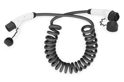 DIGITUS KFZ-Spiral-Ladekabel für Elektroautos & PHEV 10 m Typ 2 Mode 3 1-Phasig 32 A 7,4 kW Schwarz