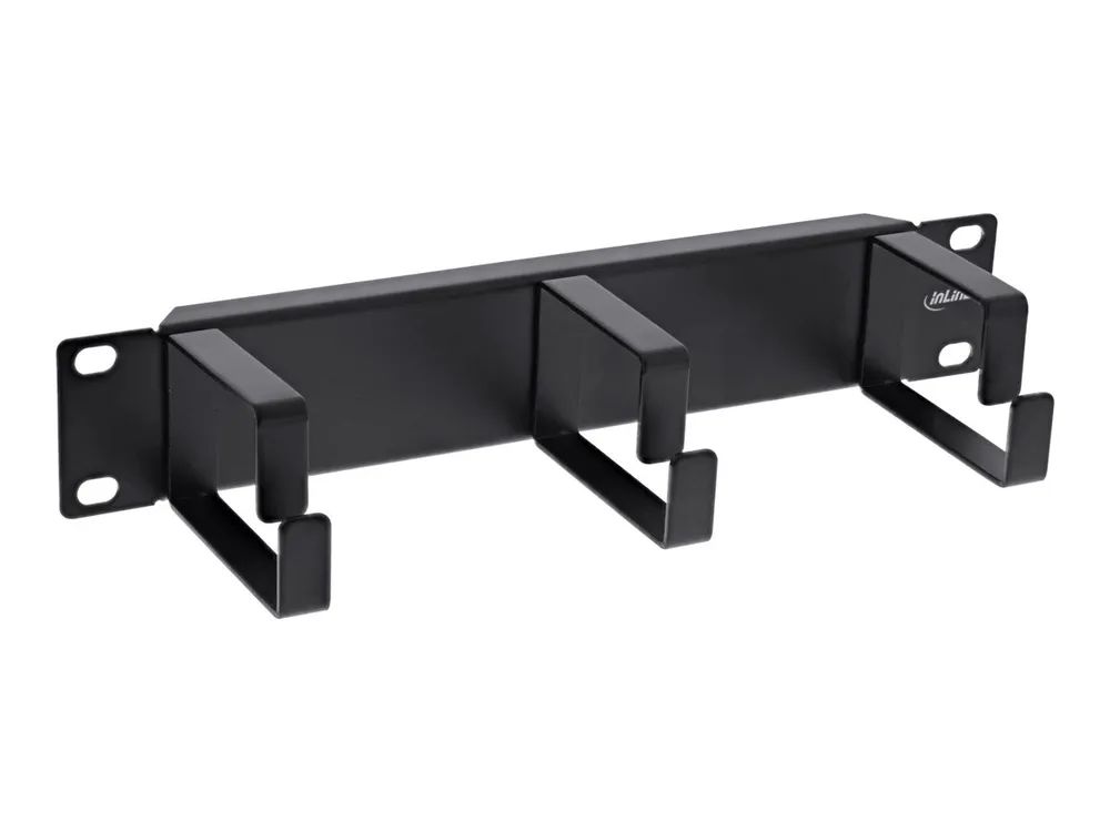 InLine 10" Kabelführungspanel - 3 Bügel - RAL 9005 - schwarz