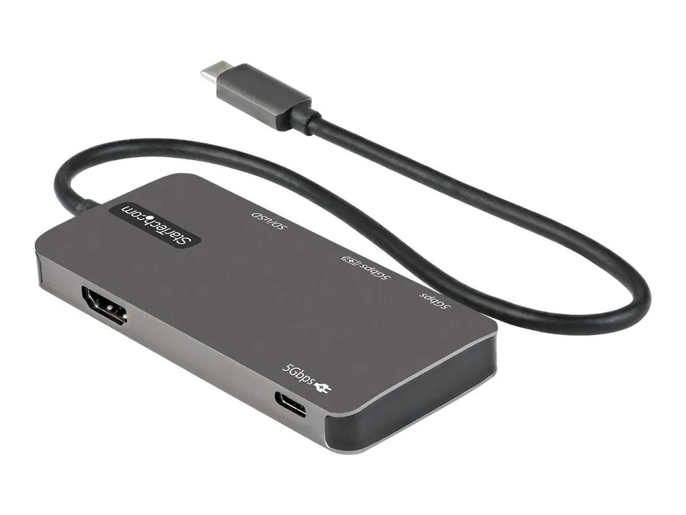 StarTech.com USB-C Multiport Adapter - USB-C auf 4K-HDMI, 100W PD Pass-Through, SD-/MicroSD-Steckplatz - USB-C-Mini-Dock - 30 cm langes Kabel (DKT30CHSDPD)