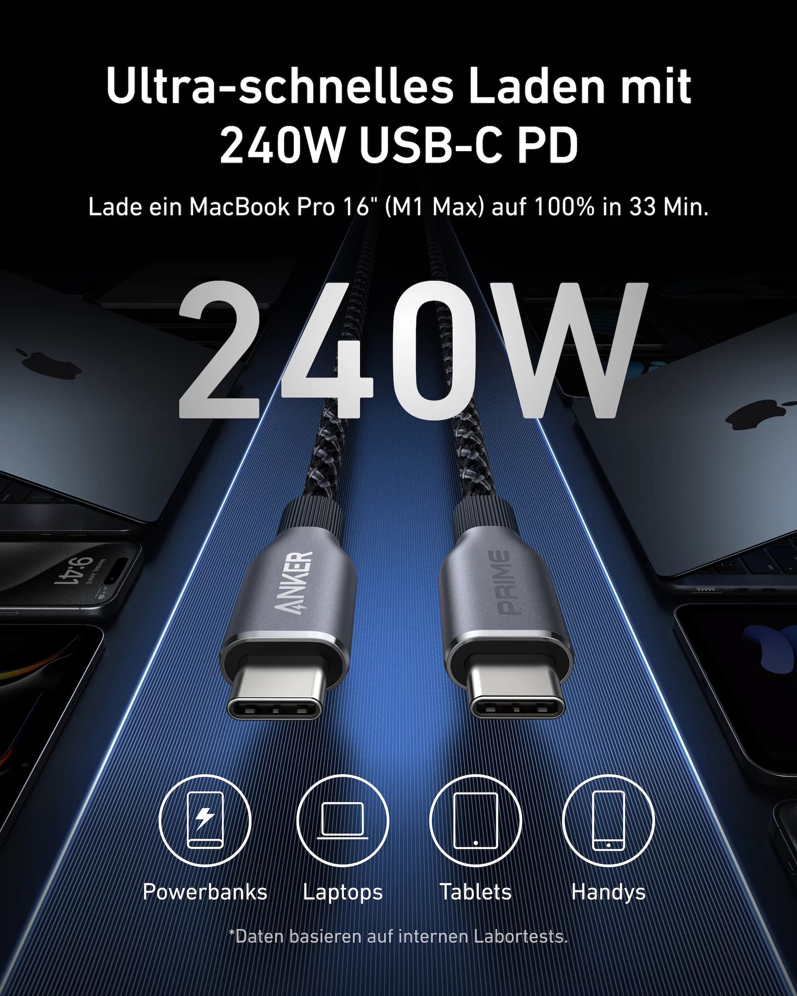 Anker Innovations Anker Prime - USB-Kabel - 24 pin USB-C (M) zu 24 pin USB-C (M)