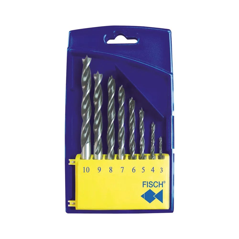 FISCH Holzspiralbohrer-Kassette 0120 Bohrer ø 3-10 mm 8-teilig
