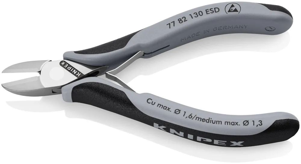 KNIPEX Elektronik-Seitenschneider ESD mit durchgestecktem Gelenk mit Mehrkomponenten-Hüllen 130 mm