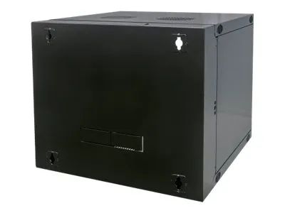 Intellinet Network Cabinet, Wall Mount (Double Section Hinged Swing Out), 9U, Usable Depth 385mm/Width 465mm, Black, Flatpack, Max 30kg, Swings out for access to back of cabinet when installed on wall, 19", Parts for wall install (eg screws/rawl plug