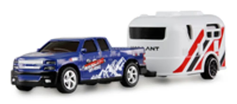 Amewi RC Pickup Die Cast mit Wohnwagen 1 64 RTR blau 6+