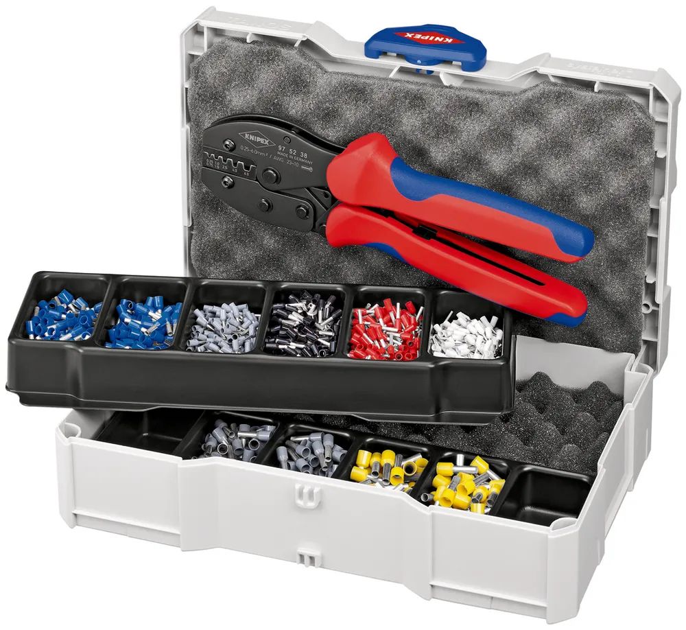 KNIPEX Crimp-Sortiment für Aderendhülsen 1 x 97 52 38, 7 x Aderendhülsen Sets 265 mm