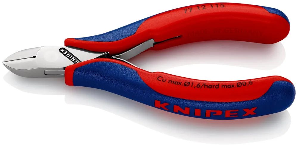 KNIPEX Elektronik-Seitenschneider mit durchgestecktem Gelenk mit Mehrkomponenten-Hüllen 115 mm