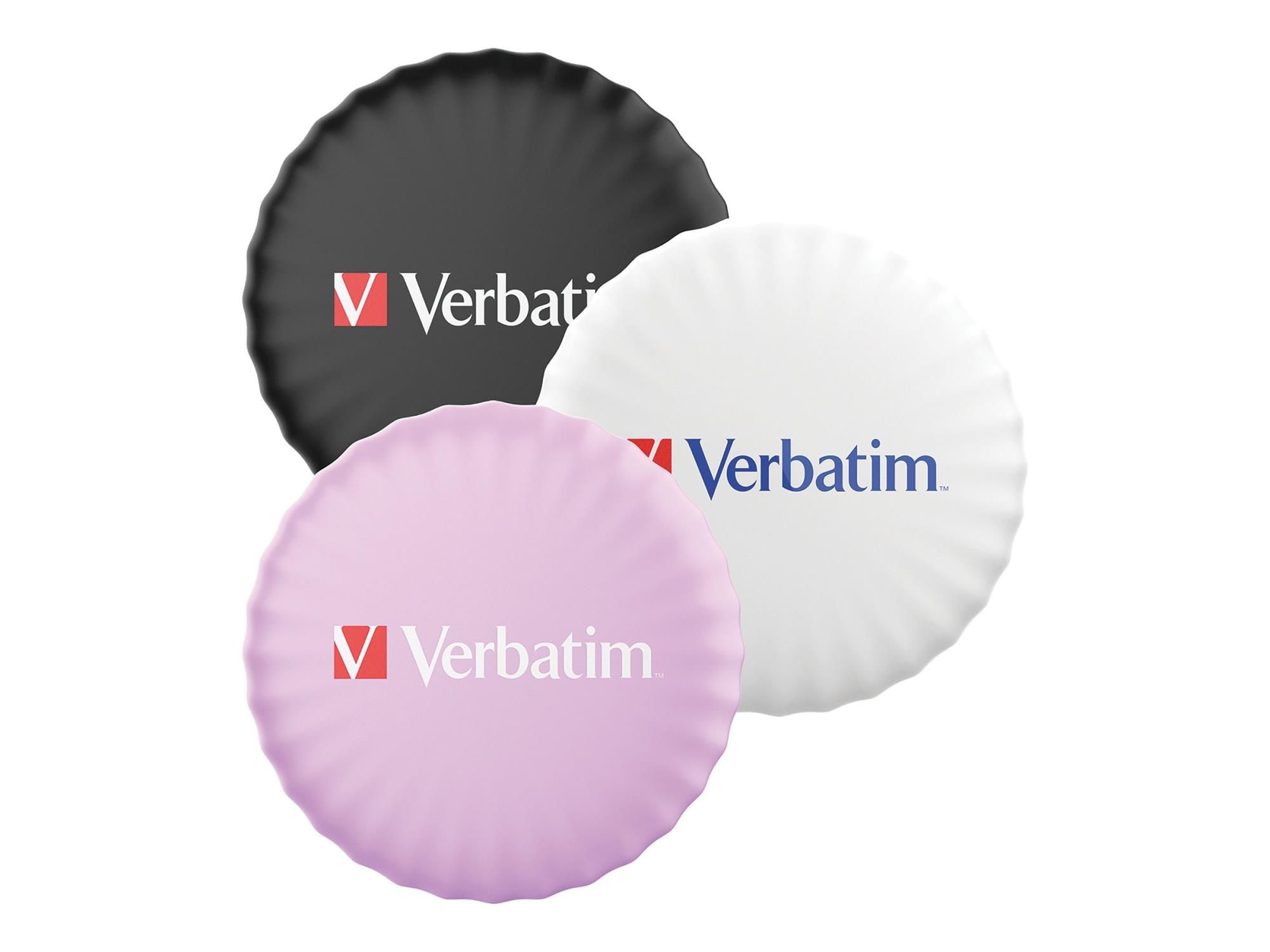 Verbatim My Finder - Anti-Verlust Bluetooth-Tag für Handy, Tablet, Notebook - Schwarz, weiß, lila (Packung mit 3)