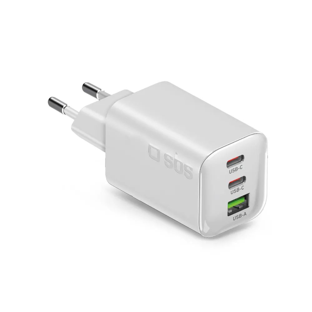 SBS GaN Netzlader, 2x USB-C PD & 1x USB-A, 65W