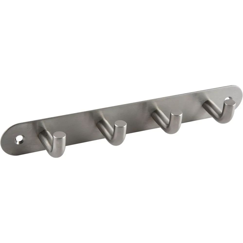 Technik Team Garderobenleiste Sepa mit 4 Haken, Breite 220 mm, Edelstahl gebürstet
