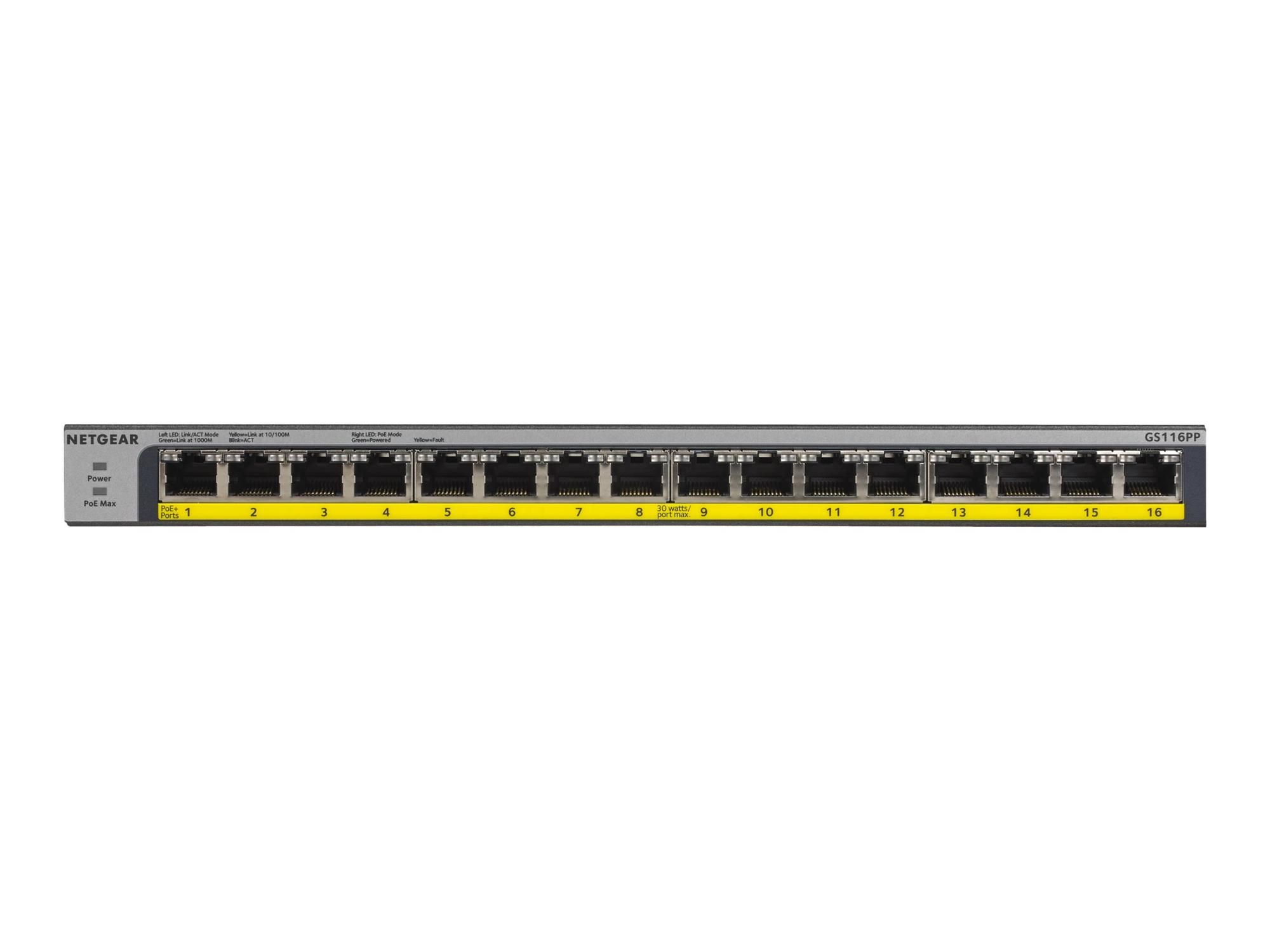 Netgear GS116LP - Switch - 16 x 10/100/1000 (PoE+)
