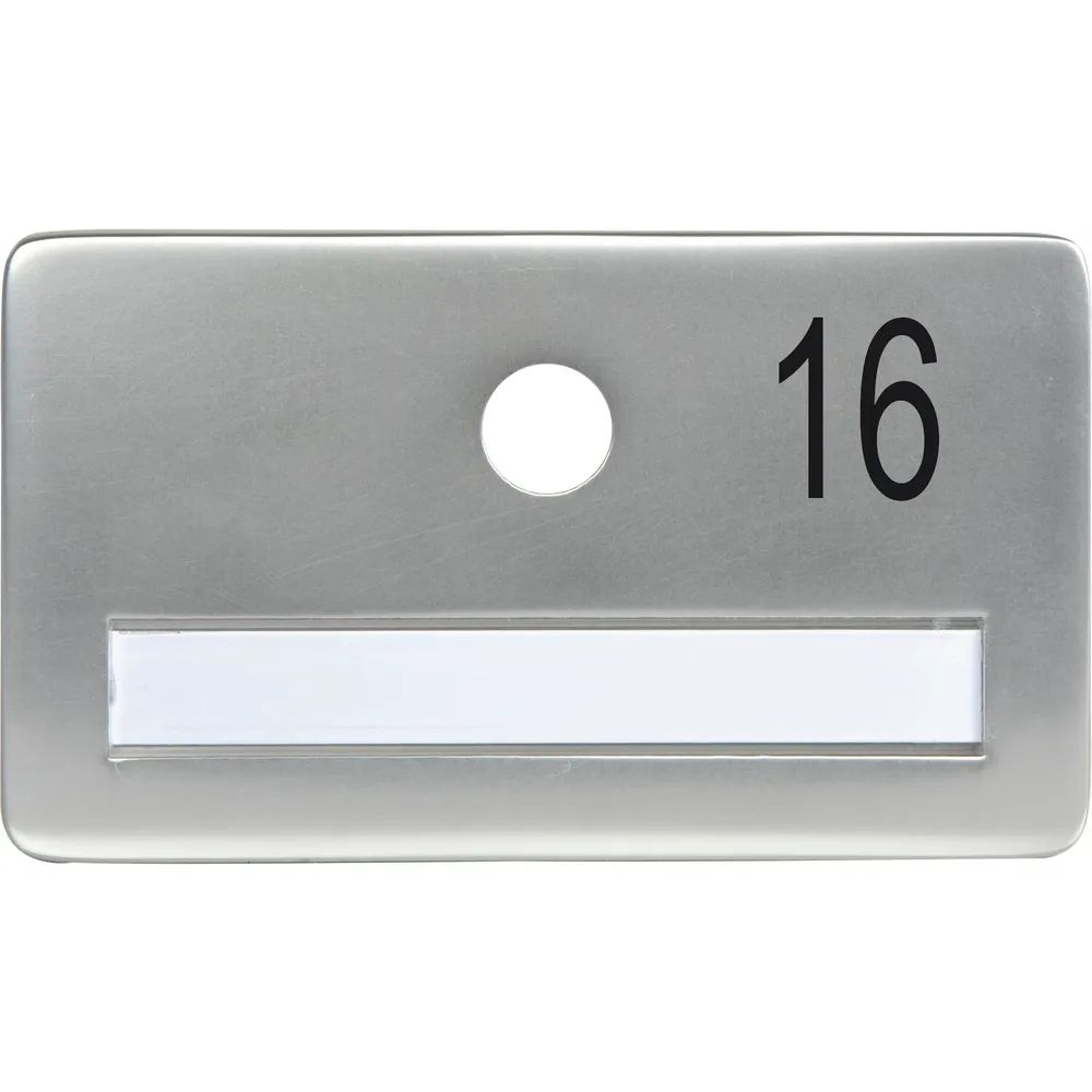 SOLIDO Namensschild ohne Spion, Bohrung ø 14, Alu silber eloxiert, Gravur Nr. 16