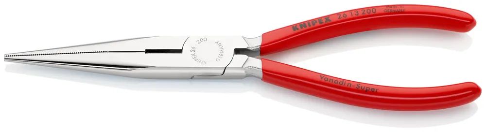 KNIPEX Flachrundzange mit Schneide (Storchschnabelzange) mit Kunststoff überzogen verchromt 200 mm
