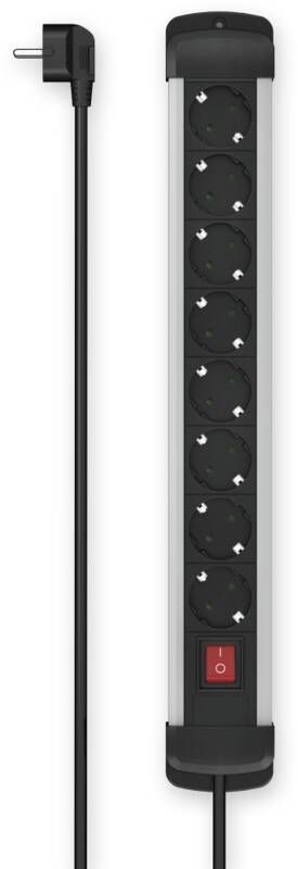 Hama 223105 SDL 8F 1,5M/M.SCH/BS/WANDM/ALU
