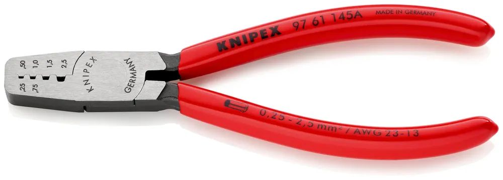 KNIPEX Crimpzange für Aderendhülsen mit Kunststoff überzogen 145 mm