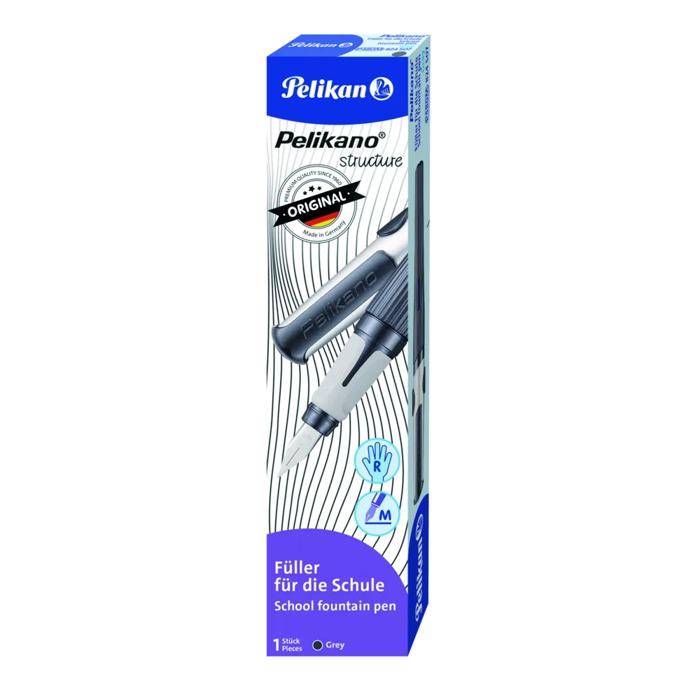 Pelikan Pelikano® structure Füller für Rechtshänder, Grau, Feder M, Faltschachtel