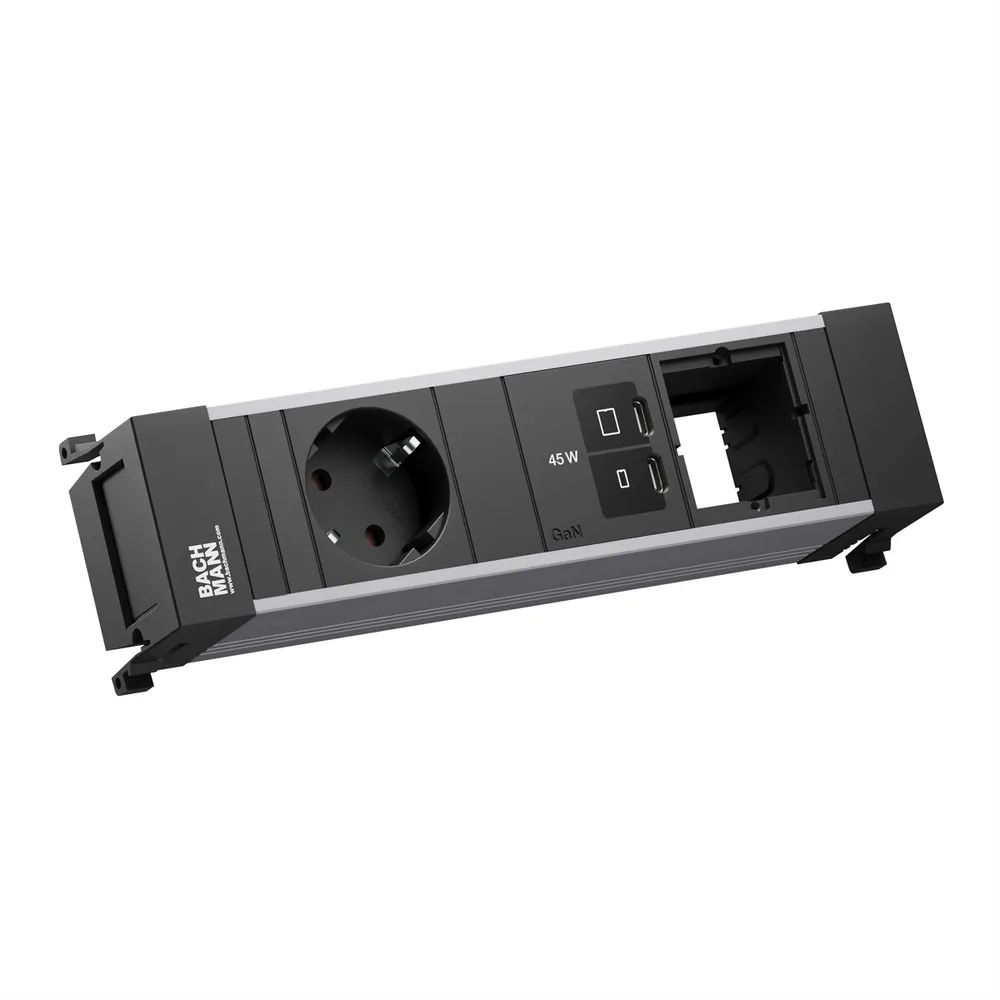 BACHMANN POWER FRAME 1xCEE7/3, 1xUSB C/C 45W 1xCM L=0,2m