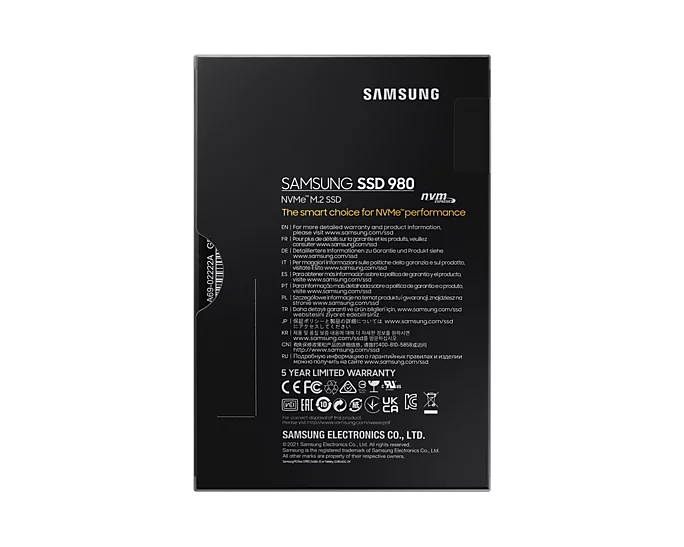 Samsung 980 MZ-V8V250BW - SSD - verschlüsselt - 250 GB - intern - M.2 2280 - PCIe 3.0 x4 (NVMe)
