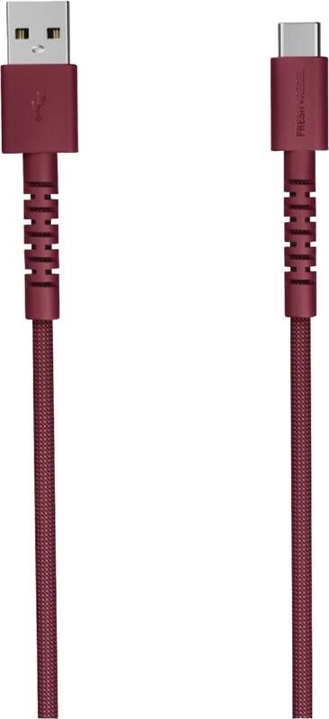 Fresh 'n Rebel USB-A zu USB-C silikon geflochtenes Kabel "FlexWave" 2m, Berry Red