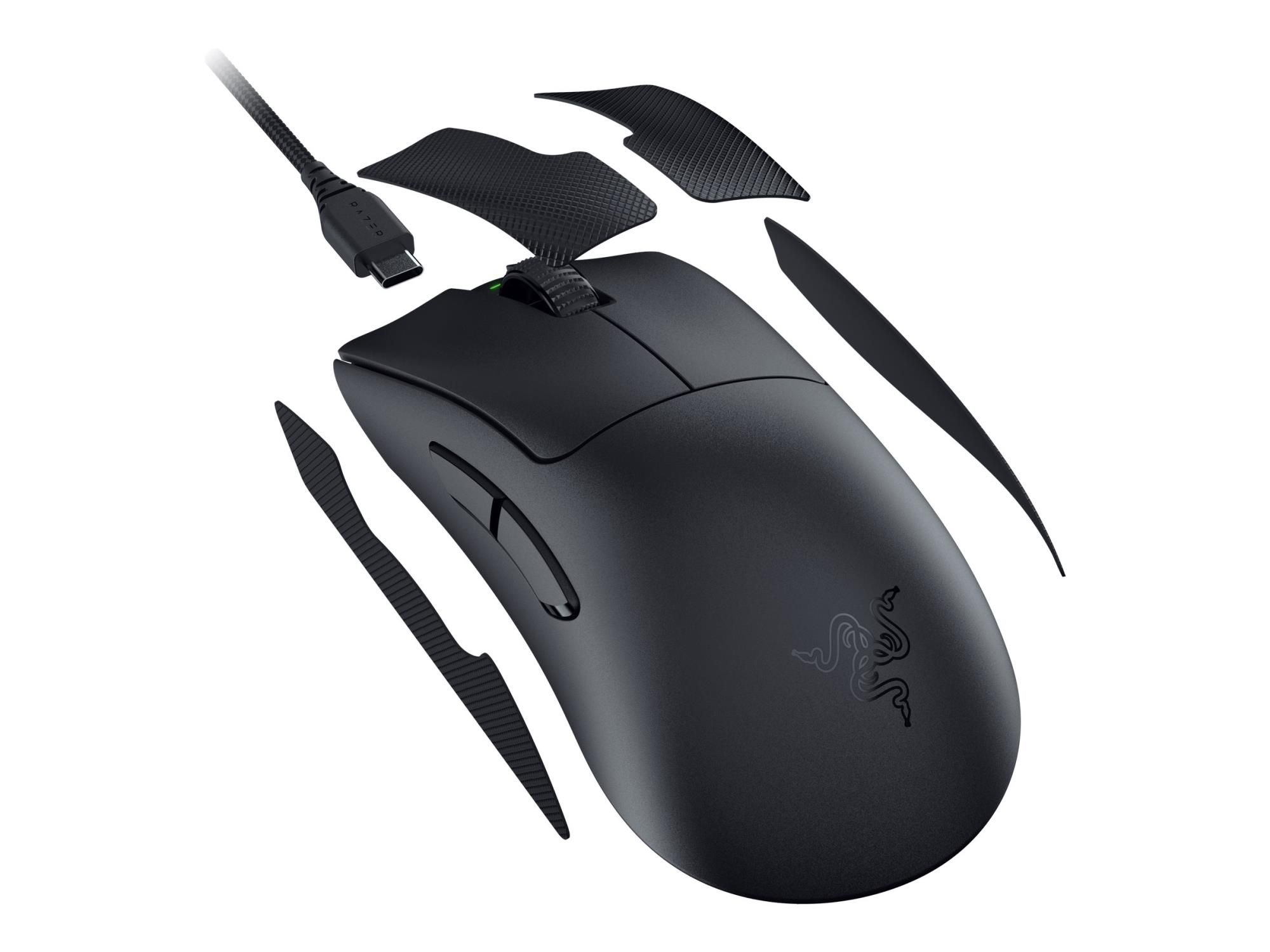 Razer DeathAdder V3 Pro - Maus - Smooth-Touch, 8000 Hz - ergonomisch - Für Rechtshänder - optisch - 5 Tasten - kabellos, kabelgebunden - kabelloser Empfänger (USB)