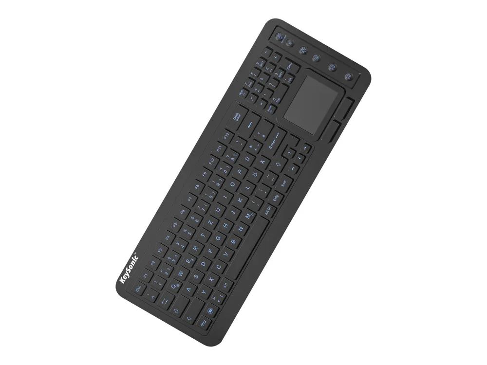 KeySonic KSK-6231 INEL (DE) Hygienetastatur - Industrietastatur - Beleuchtung - Touchpad - schwarz - 2 Maustasten - USB - Wasserdicht IP68 - Volle Größe (100%) - Kabelgebunden - USB - Membran Key Switch - QWERTZ - Schwarz